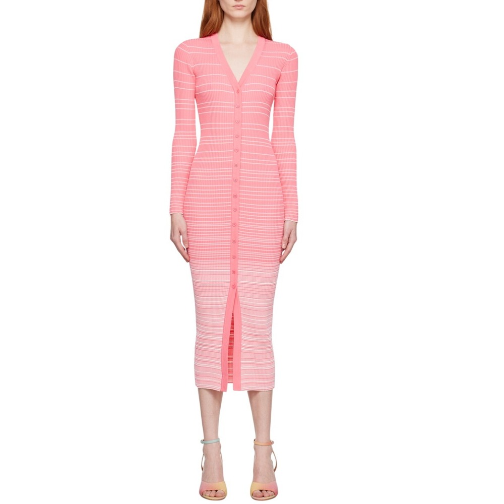 STAUD Shoko Ribbed Stretch Midi Sweater Dress